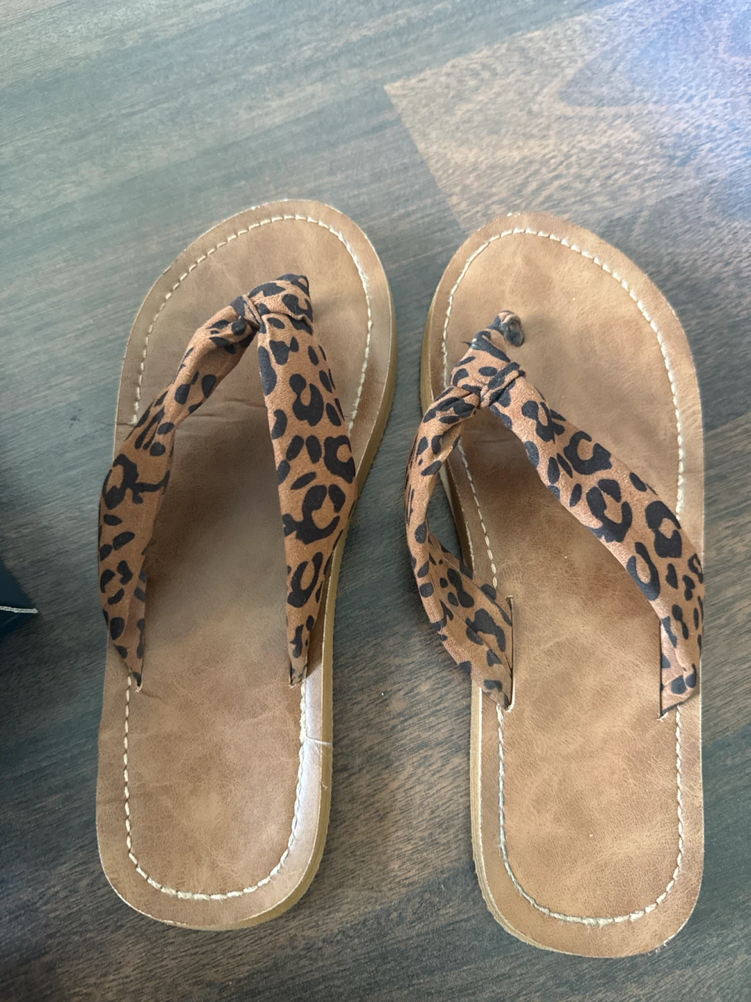 Leopard Print Flip Flops