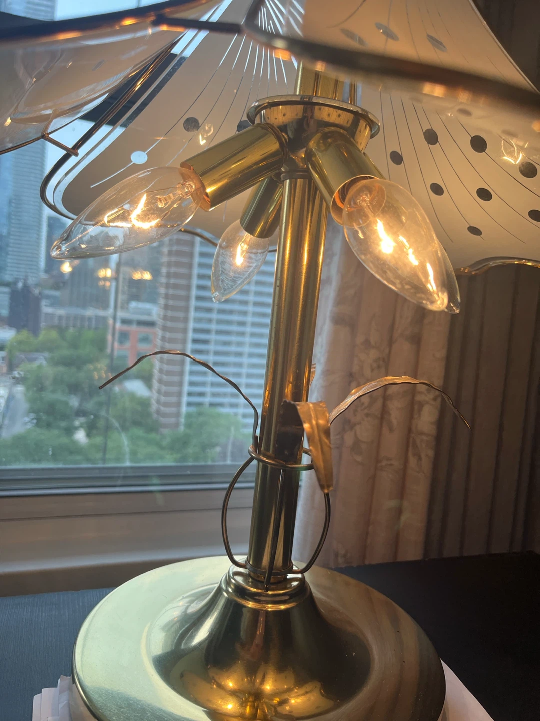 Vintage Brass Table Lamp with Frosted Glass Shade - photo 2