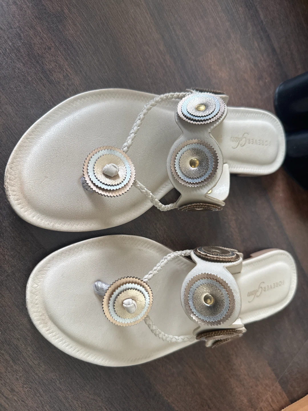 Forever Glam Cream Thong Sandals