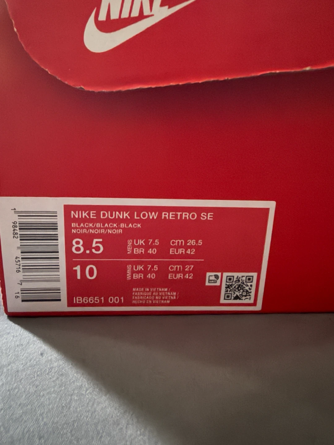 Nike Dunk Low Retro SE Black size8.5 - photo 4