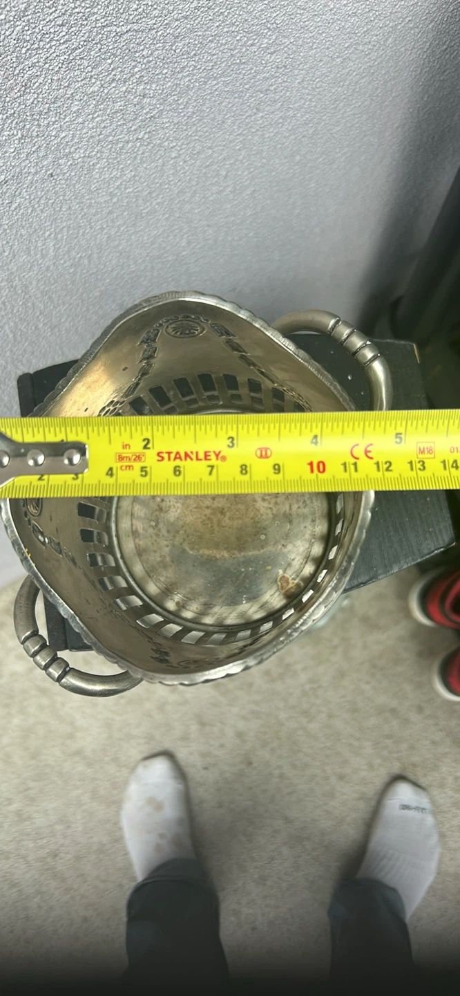 Vintage Silver Metal Basket Holder - photo 2