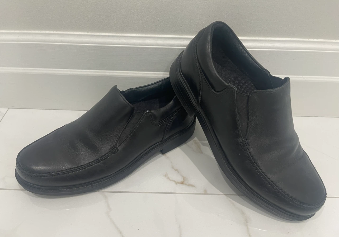Black Leather Slip-On Shoes - New Condition