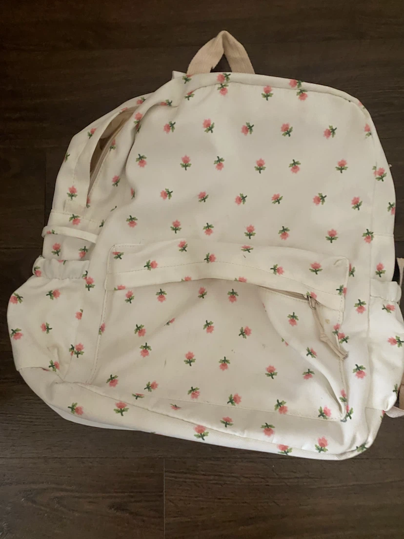 White floral backpack