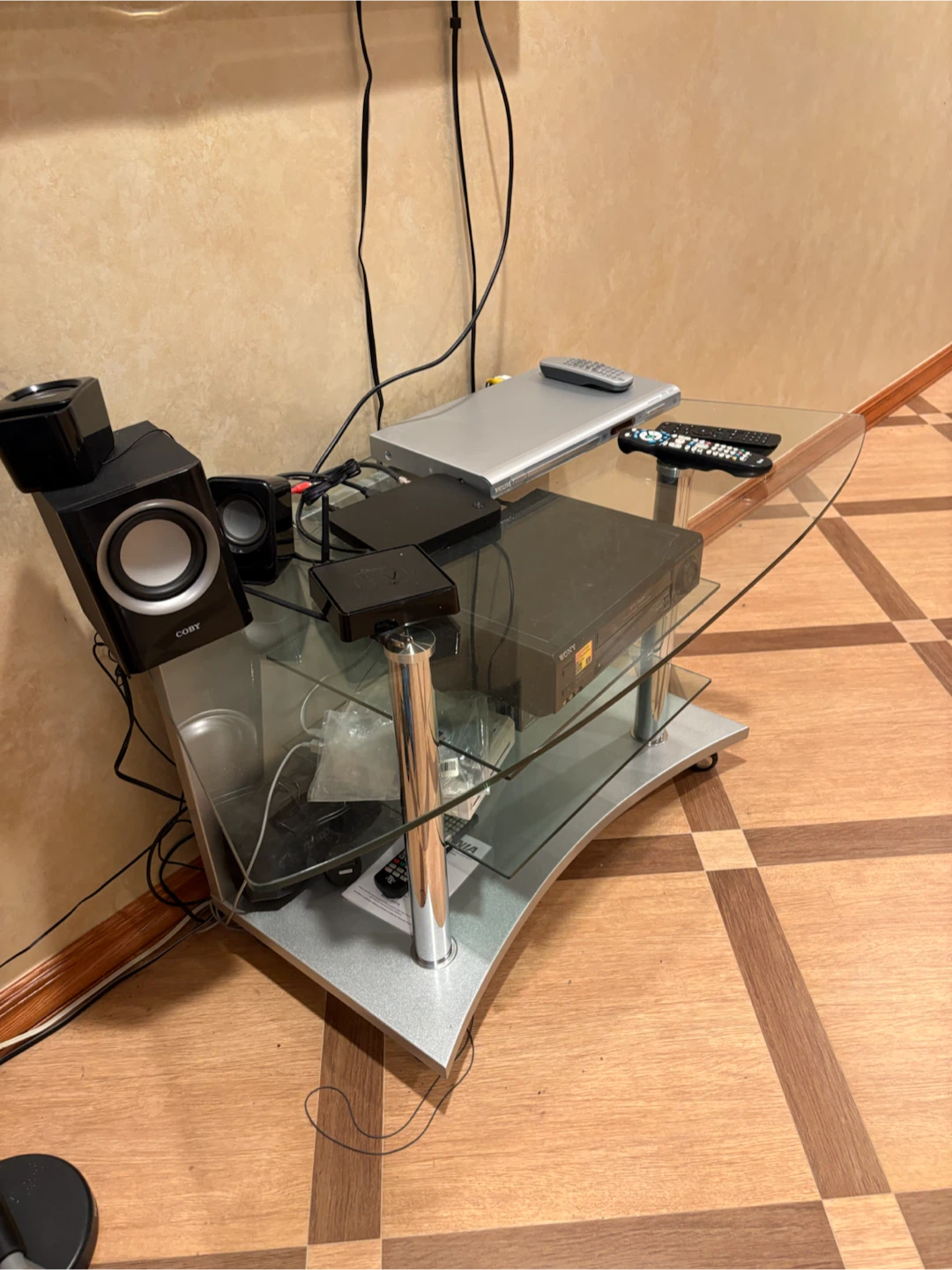 Glass TV Stand with Wheels - photo 3