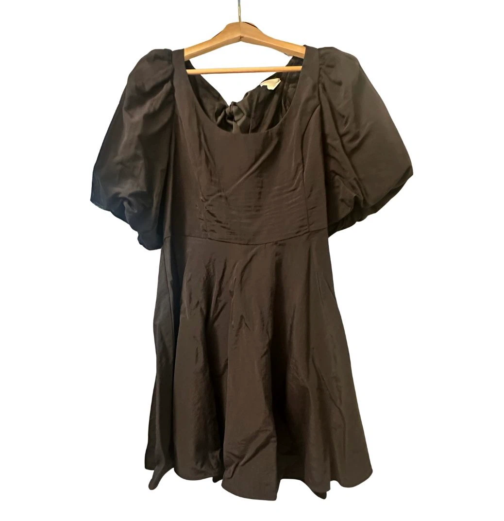 Brown Puff Sleeve Dress