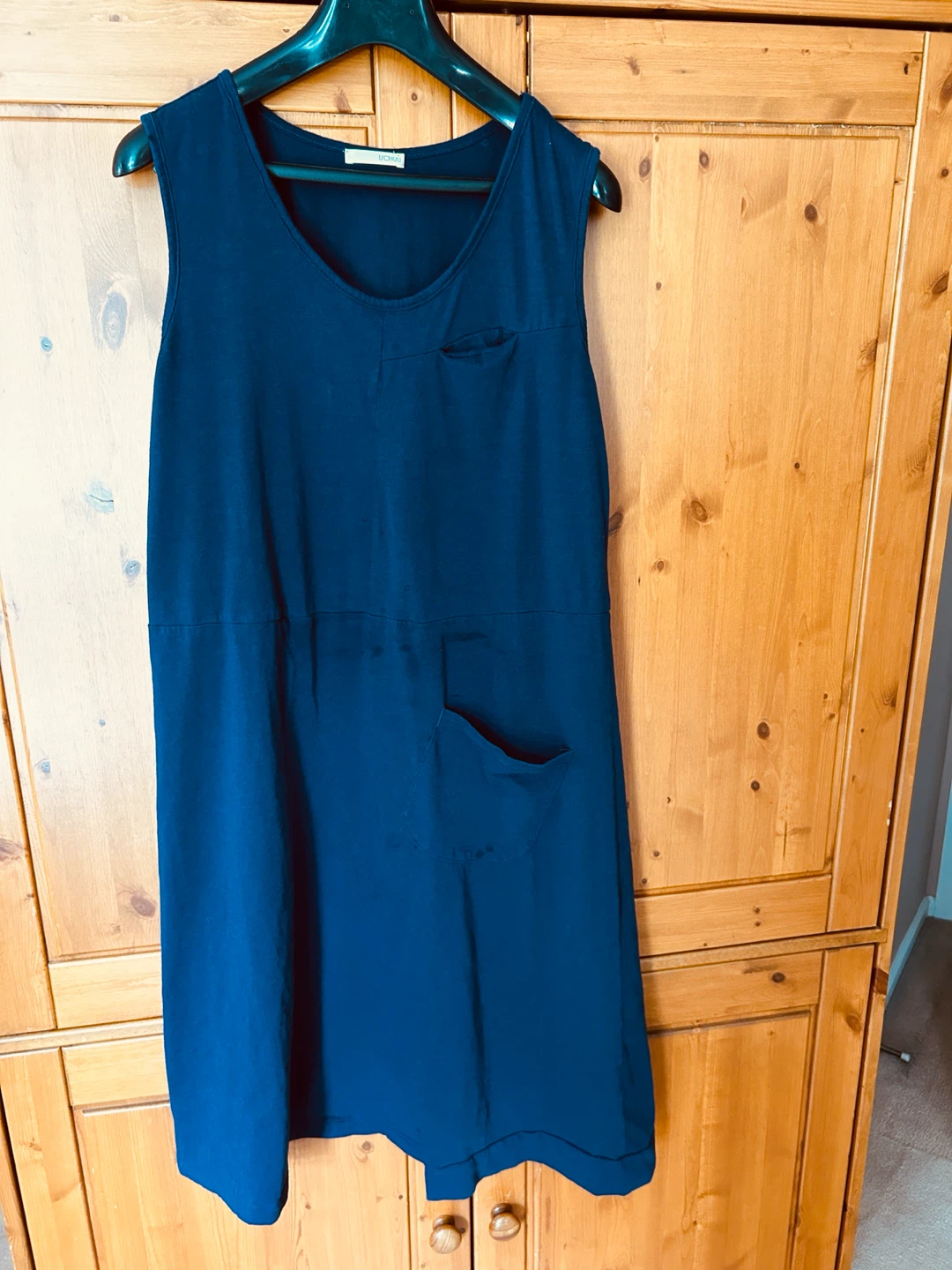 Navy cotton knit Dress with Pockets