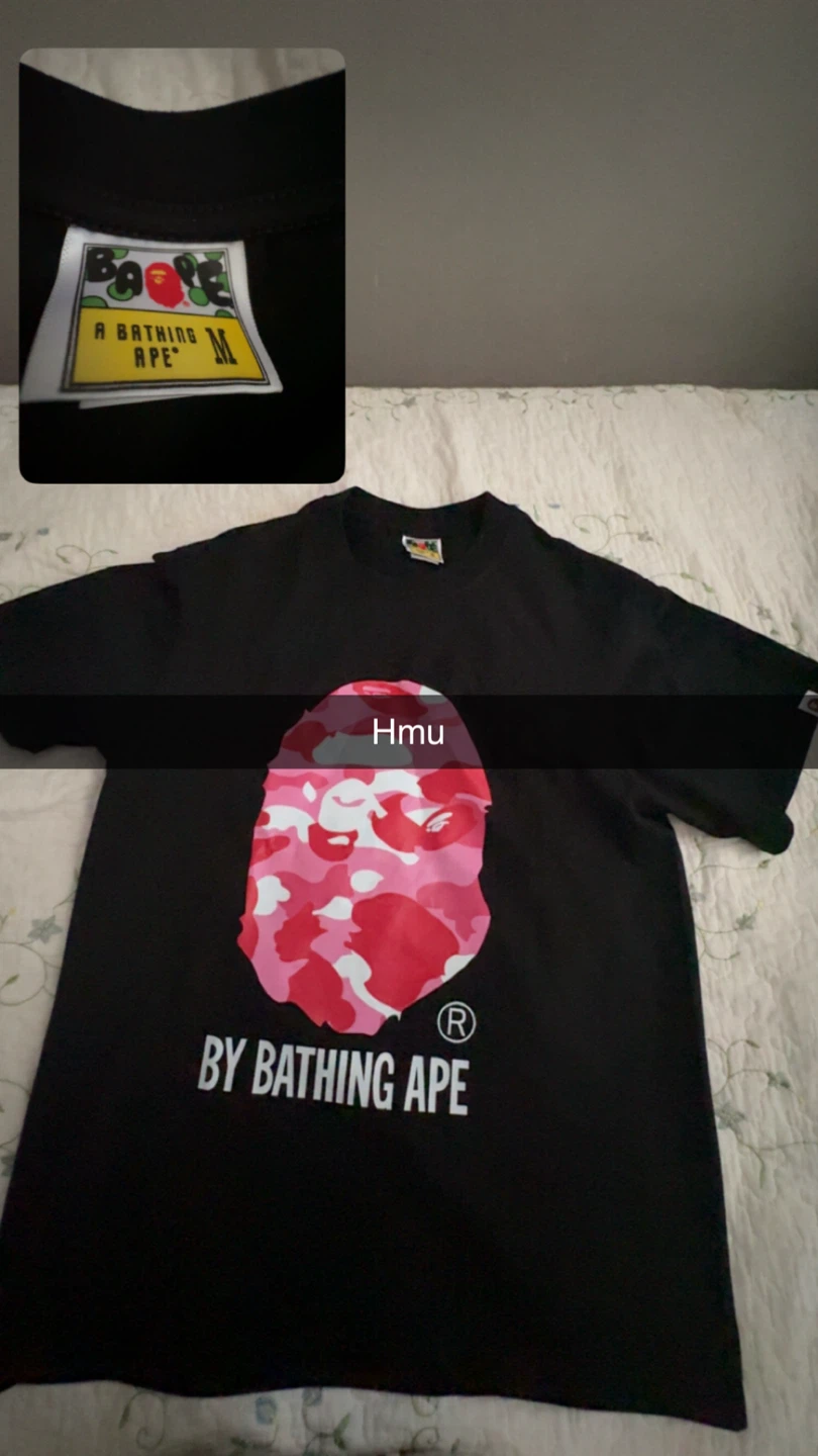 A Bathing Ape Bape Pink Camo Shark T-Shirt - photo 4