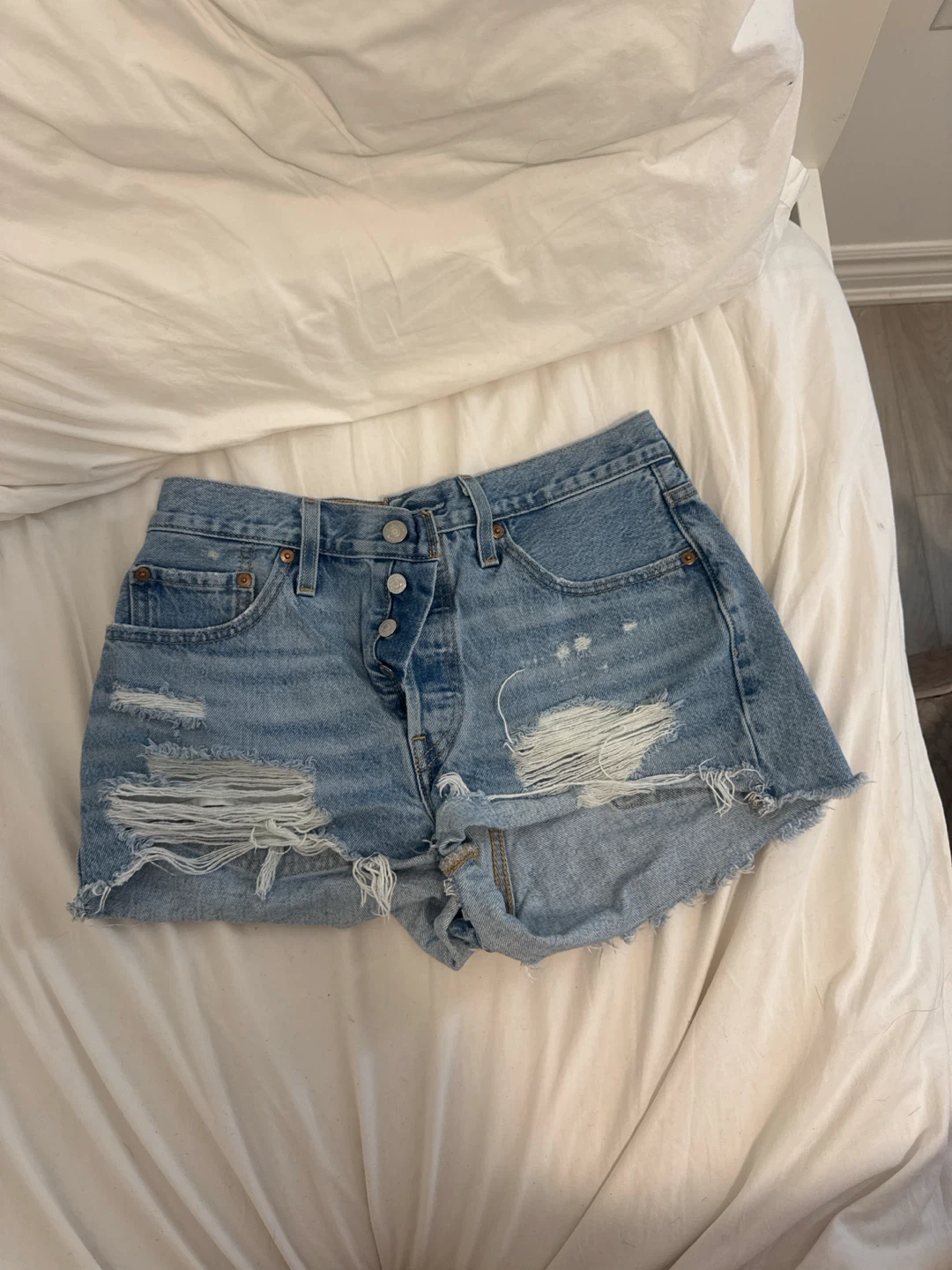 Levi's 501 Distressed Denim Shorts