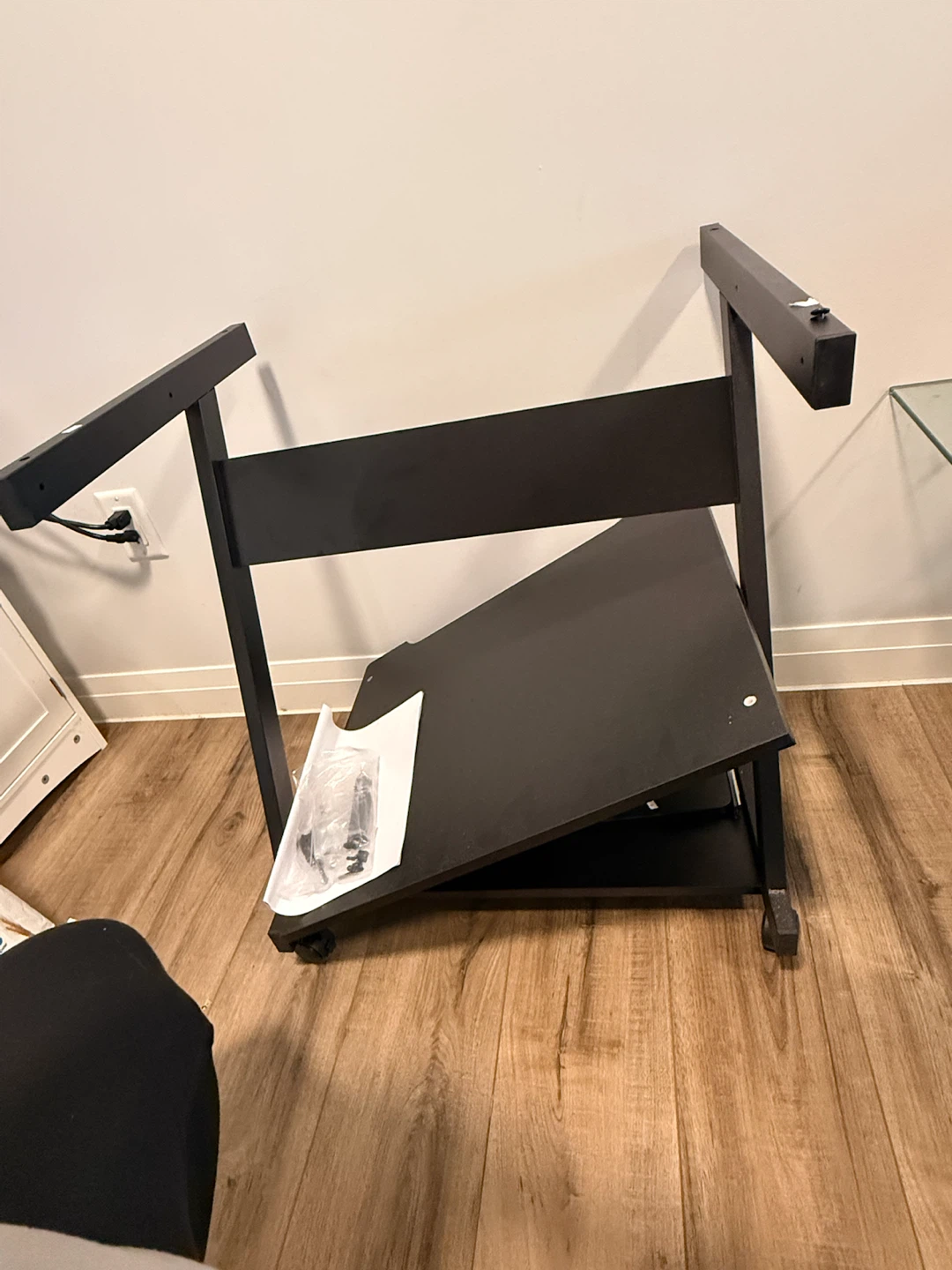Black Z-Frame Rolling Computer Desk
