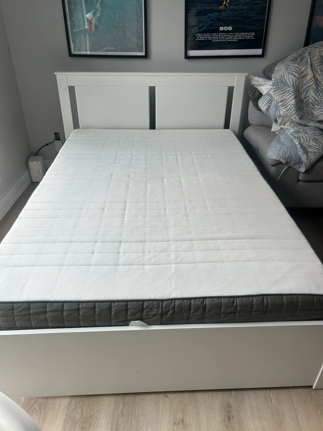 White Full Size Bed Frame & Mattress - photo 2