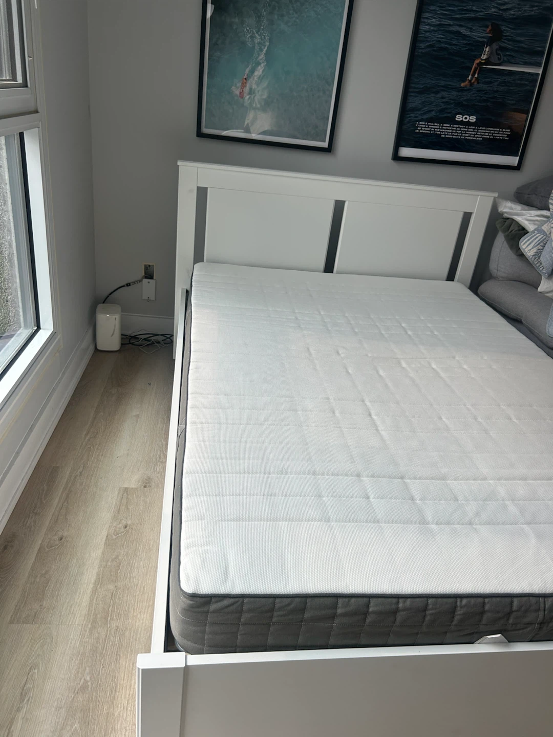 White Full Size Bed Frame & Mattress - photo 3