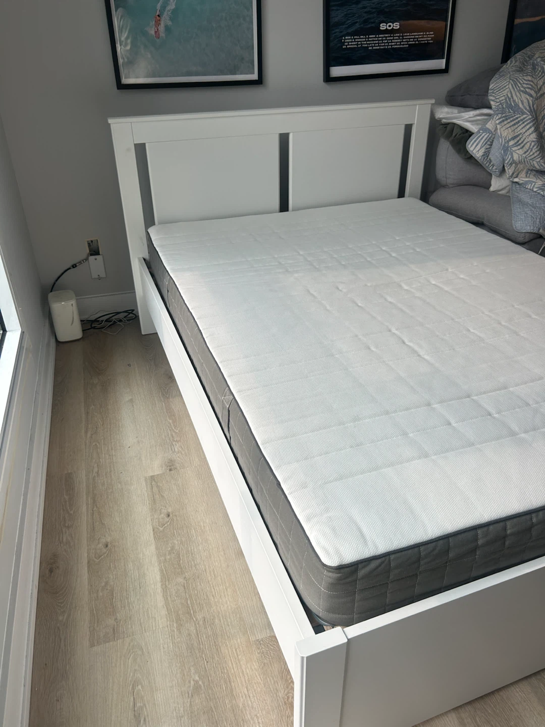White Full Size Bed Frame & Mattress - photo 4