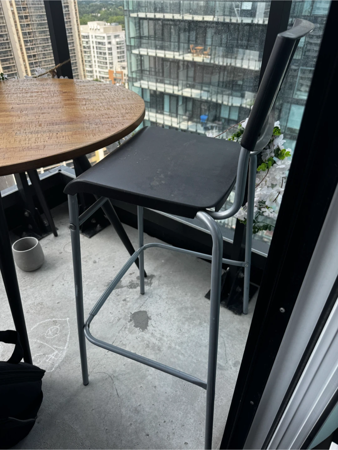 Black Bar Stool with Silver Legs