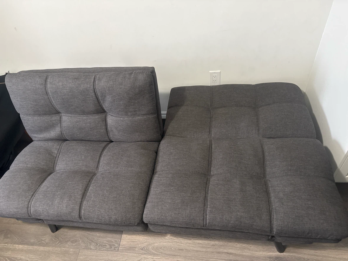 Dark Grey Tufted Futon Sofa Bed - photo 2