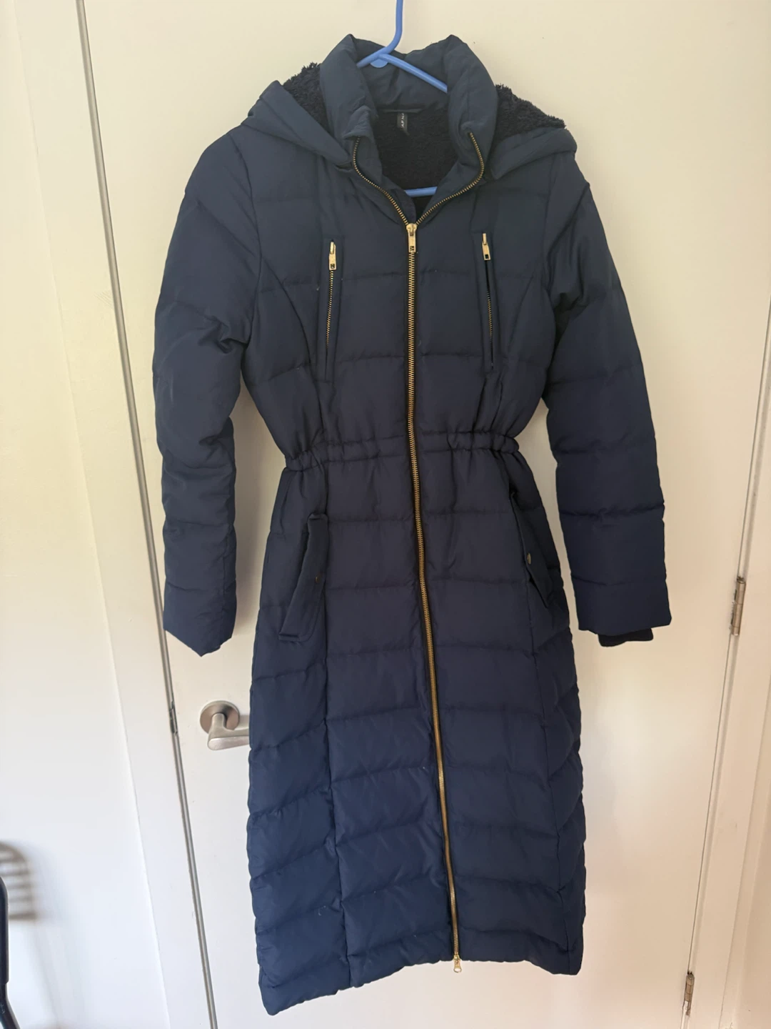 Navy Blue Down-Filled Puffer Coat