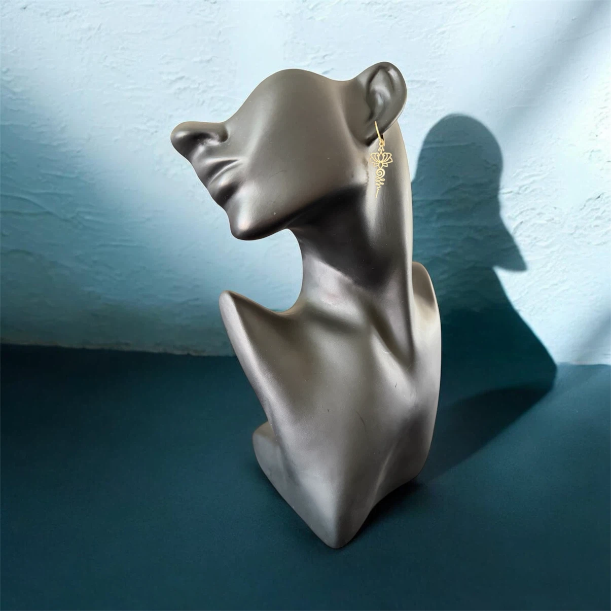 Gold-tone lotus dangle earrings - photo 2