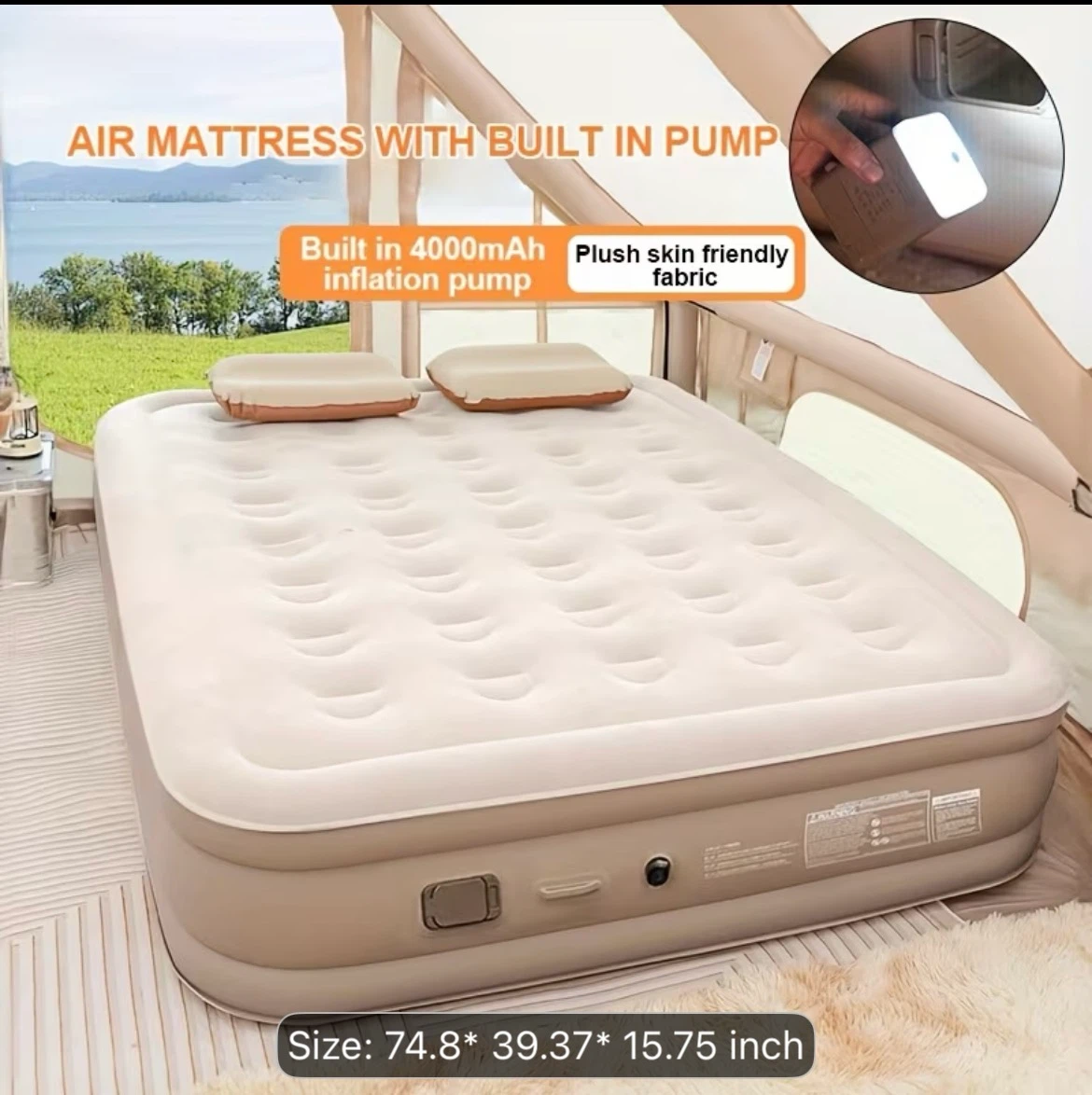 Inflatable Air Mattress with Built-in Pump (Queen size) - photo 2