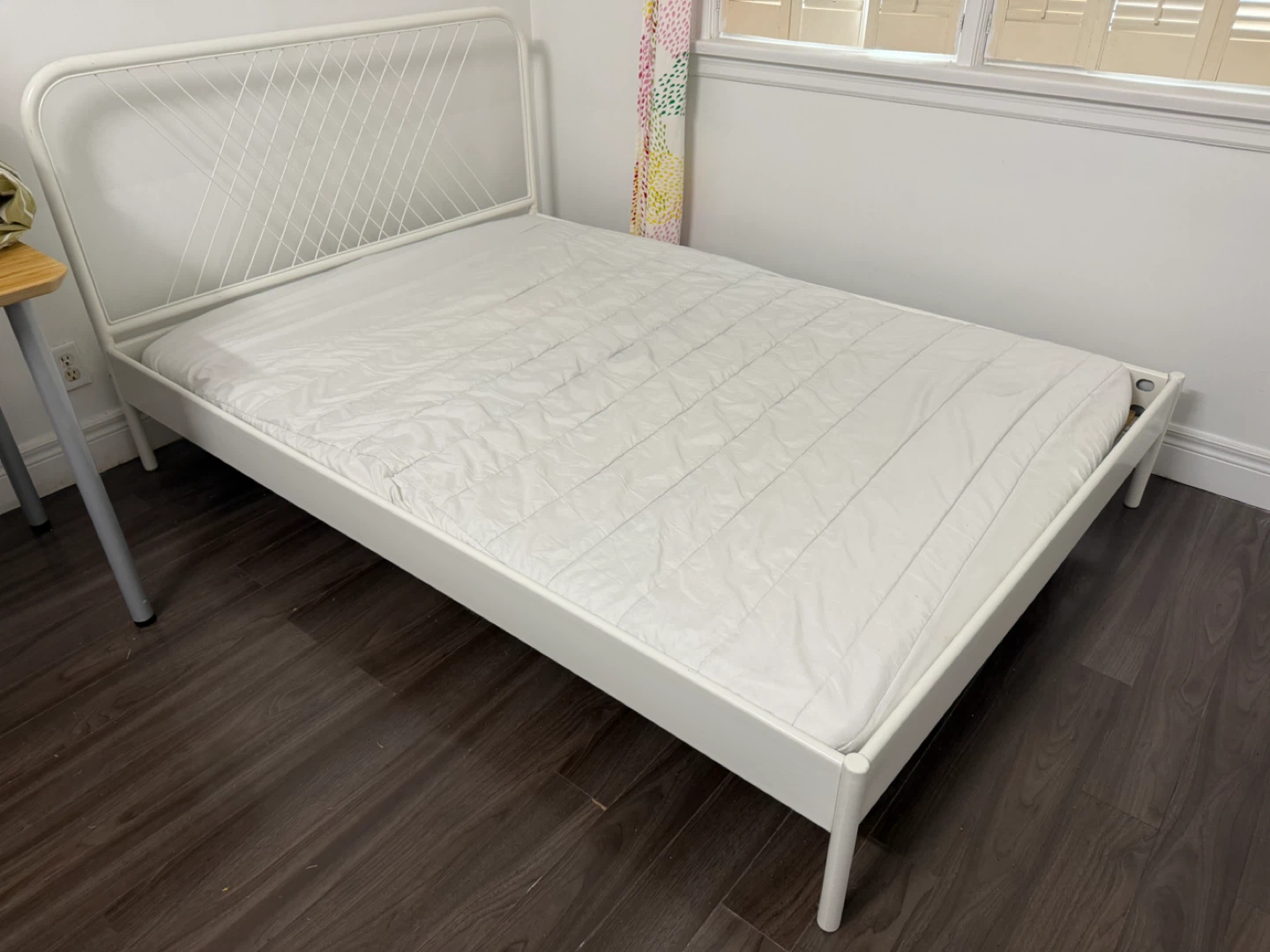 Double size White Metal Bed with free mattress