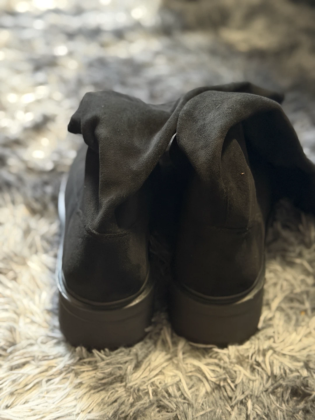Black Knee-High Boots with Accent Buckle - photo 2
