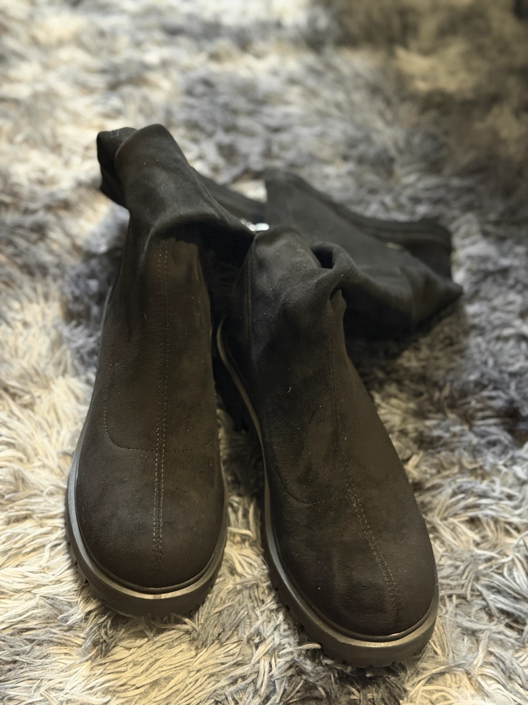 Black Knee-High Boots with Accent Buckle - photo 3