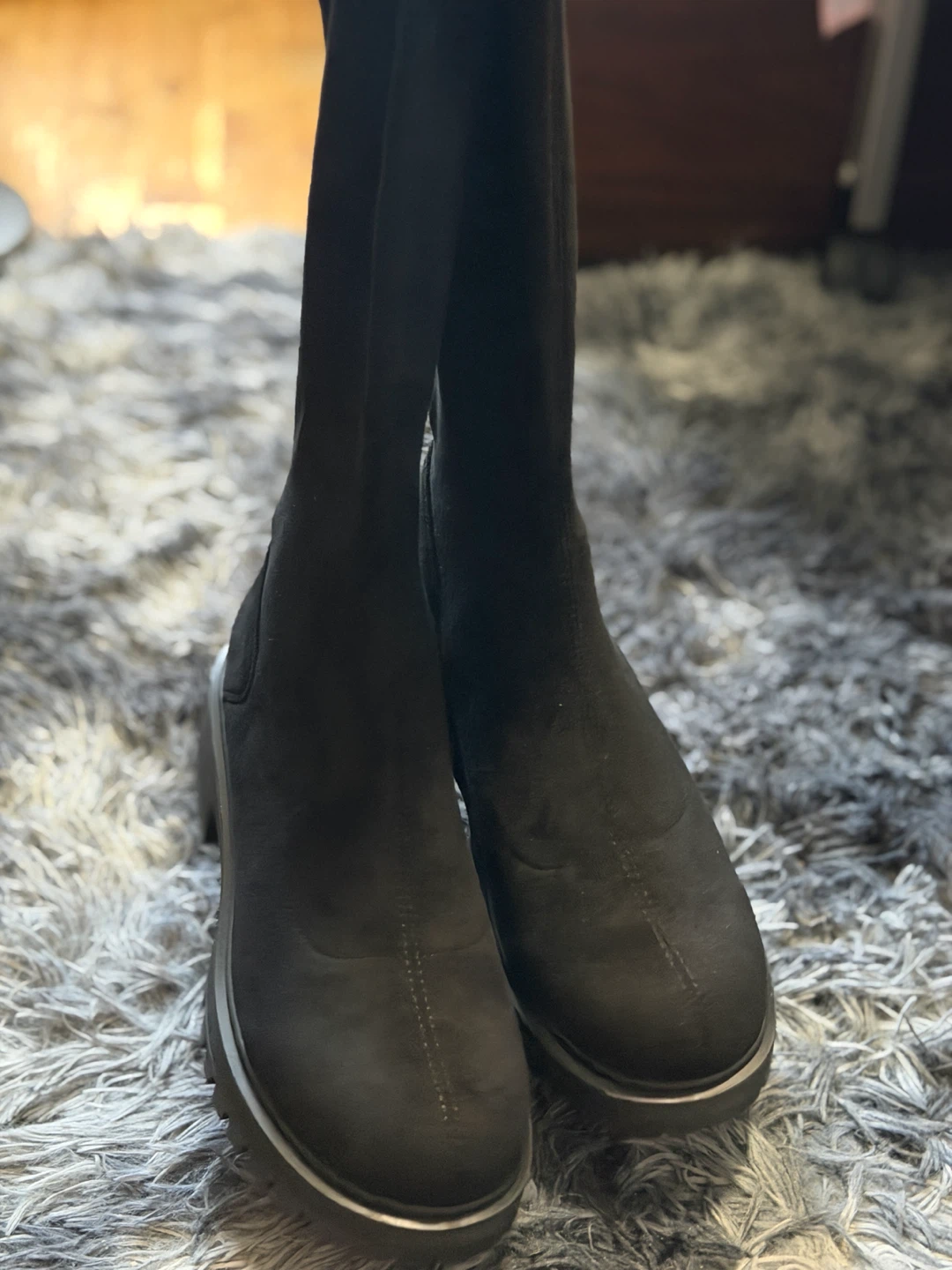 Black Knee-High Boots with Accent Buckle - photo 4