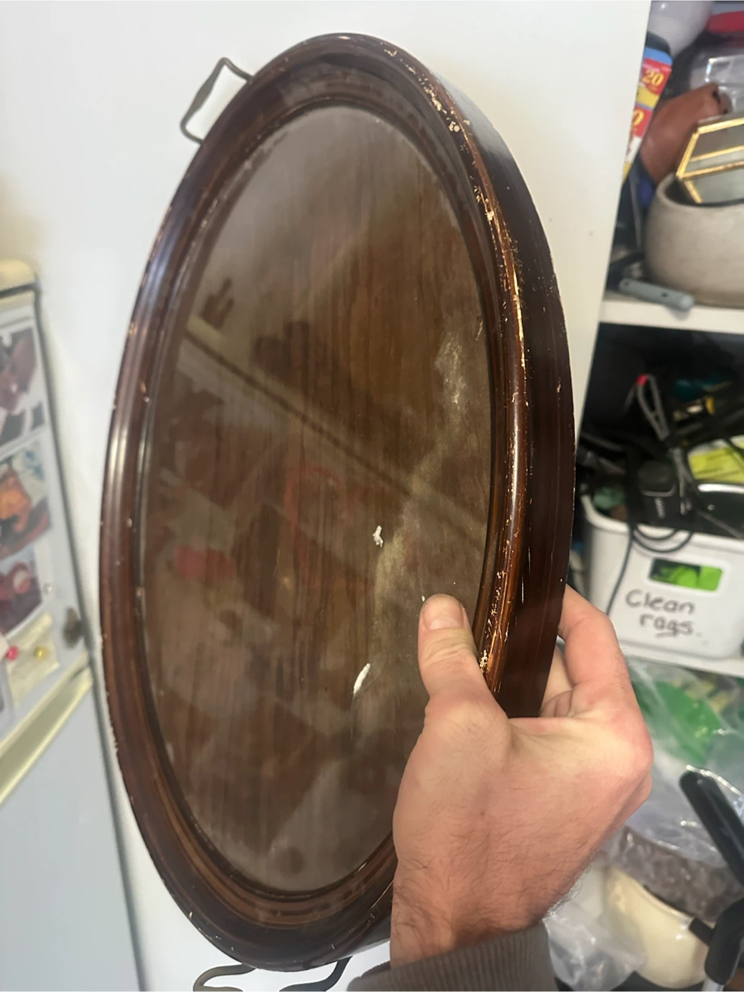 Antique glass / wood breakfast tray - photo 4