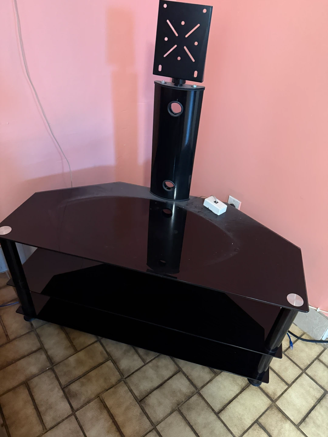 Black Glass TV Stand with Mount