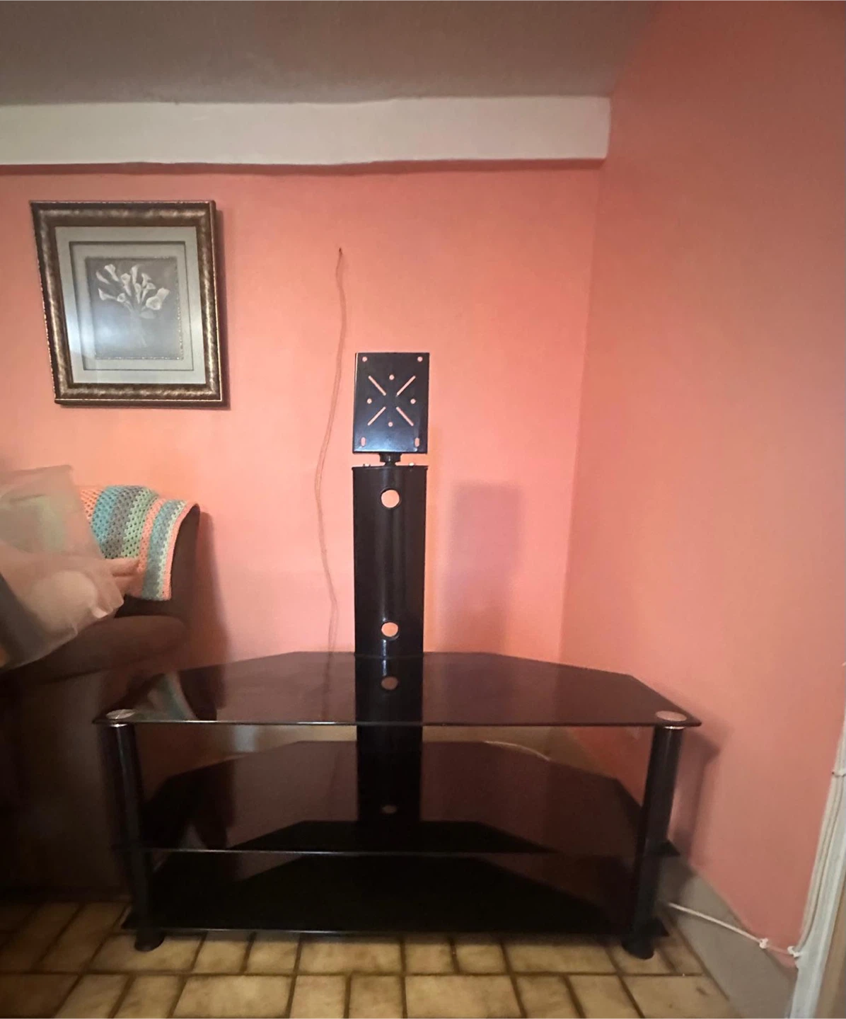 Black Glass TV Stand with Mount - photo 2