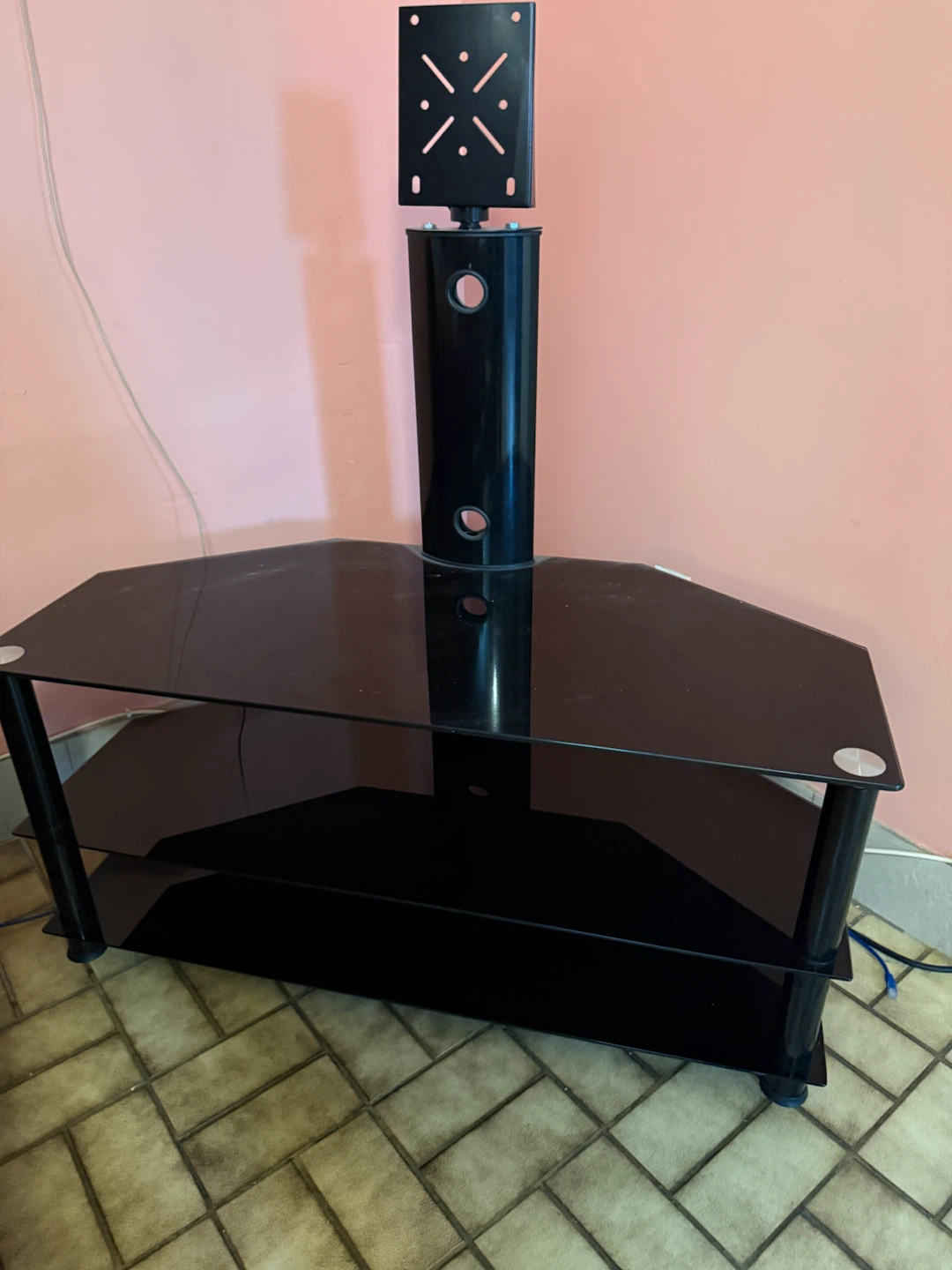 Black Glass TV Stand with Mount - photo 4