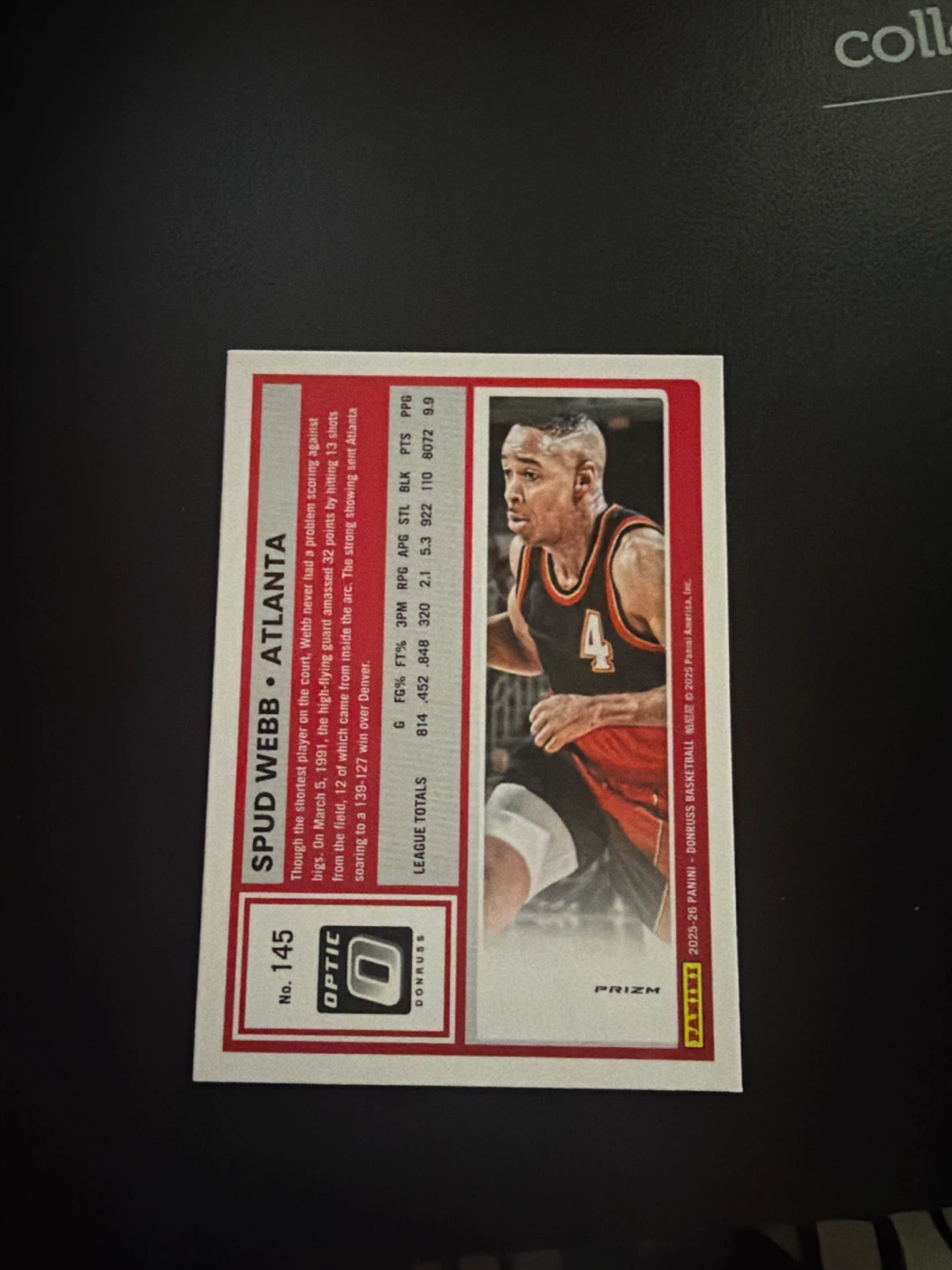 2025-26 Panini Donruss Optic Spud Webb Atlanta Basketball Card - photo 2