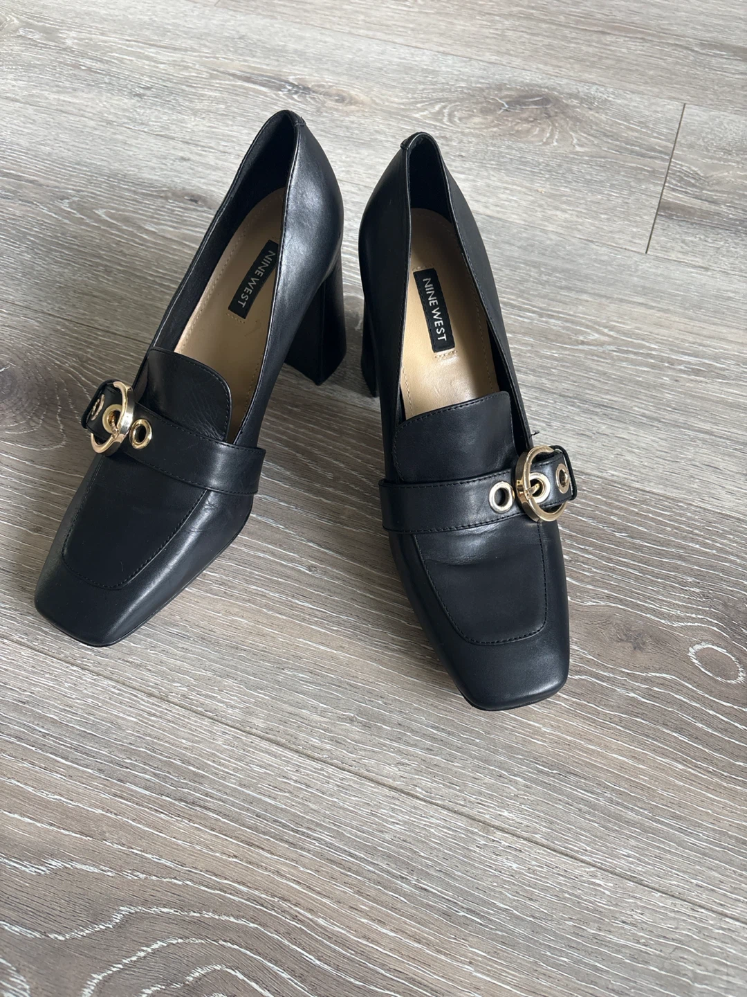 Nine West Black Leather Loafer Heels - photo 2