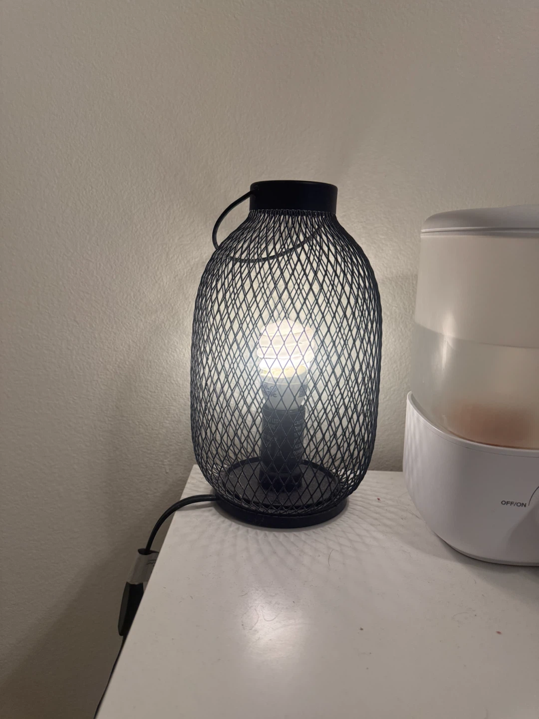 Black Metal Wire Cage Table Lamp