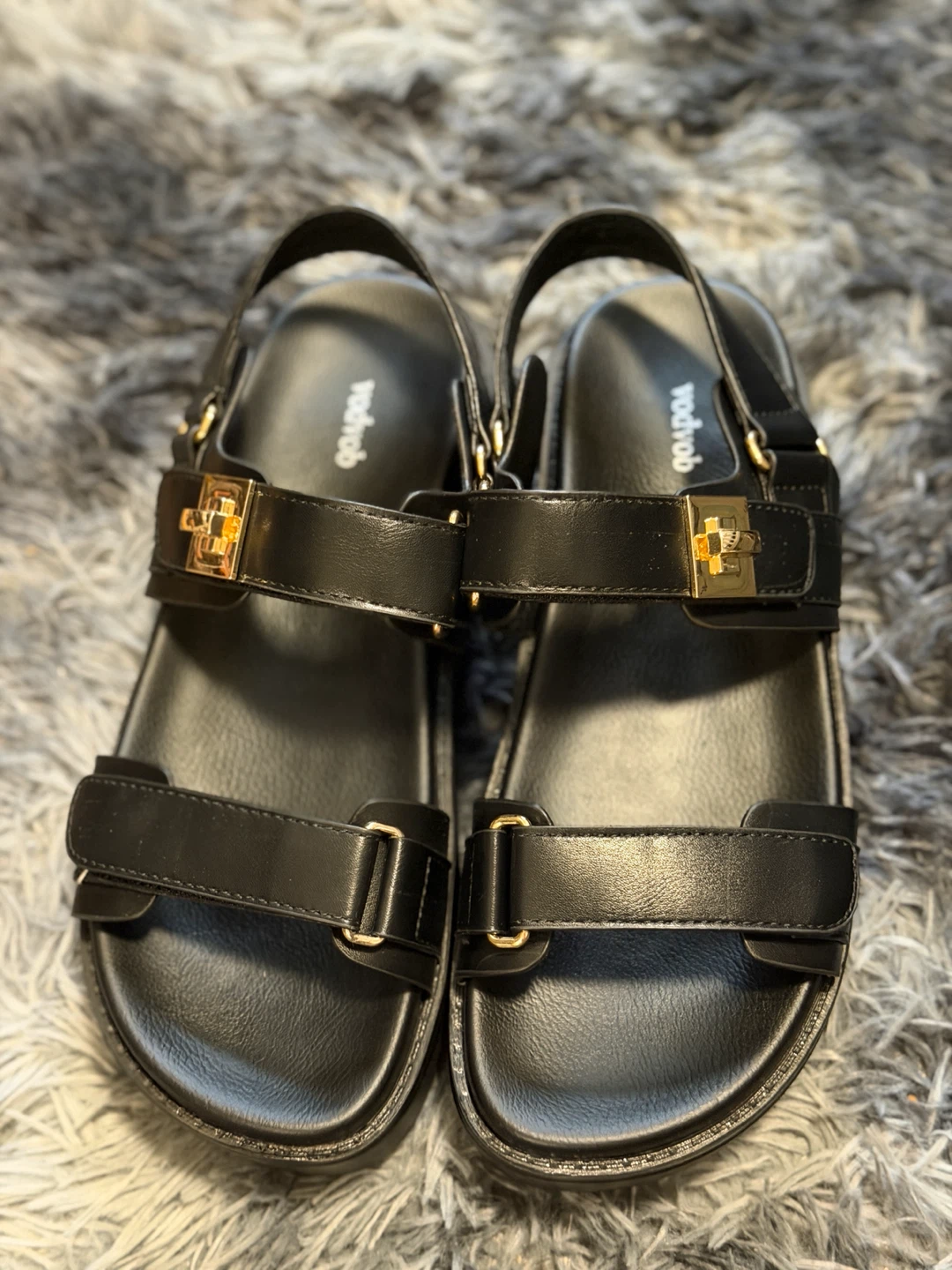 VODVOV Black Sandals with Gold Buckle Accents - photo 2