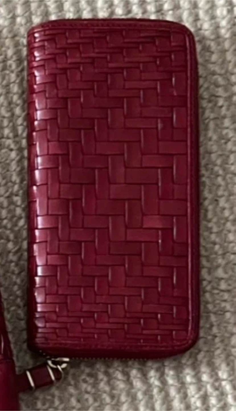 Cole Haan Red Woven Zip Around Wallet
