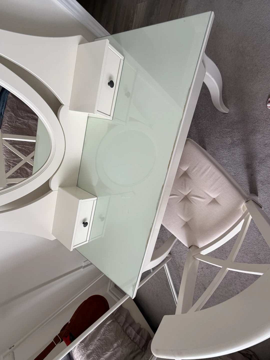 White IKEA Hemnes Vanity Set with Mirror and Chair - photo 3