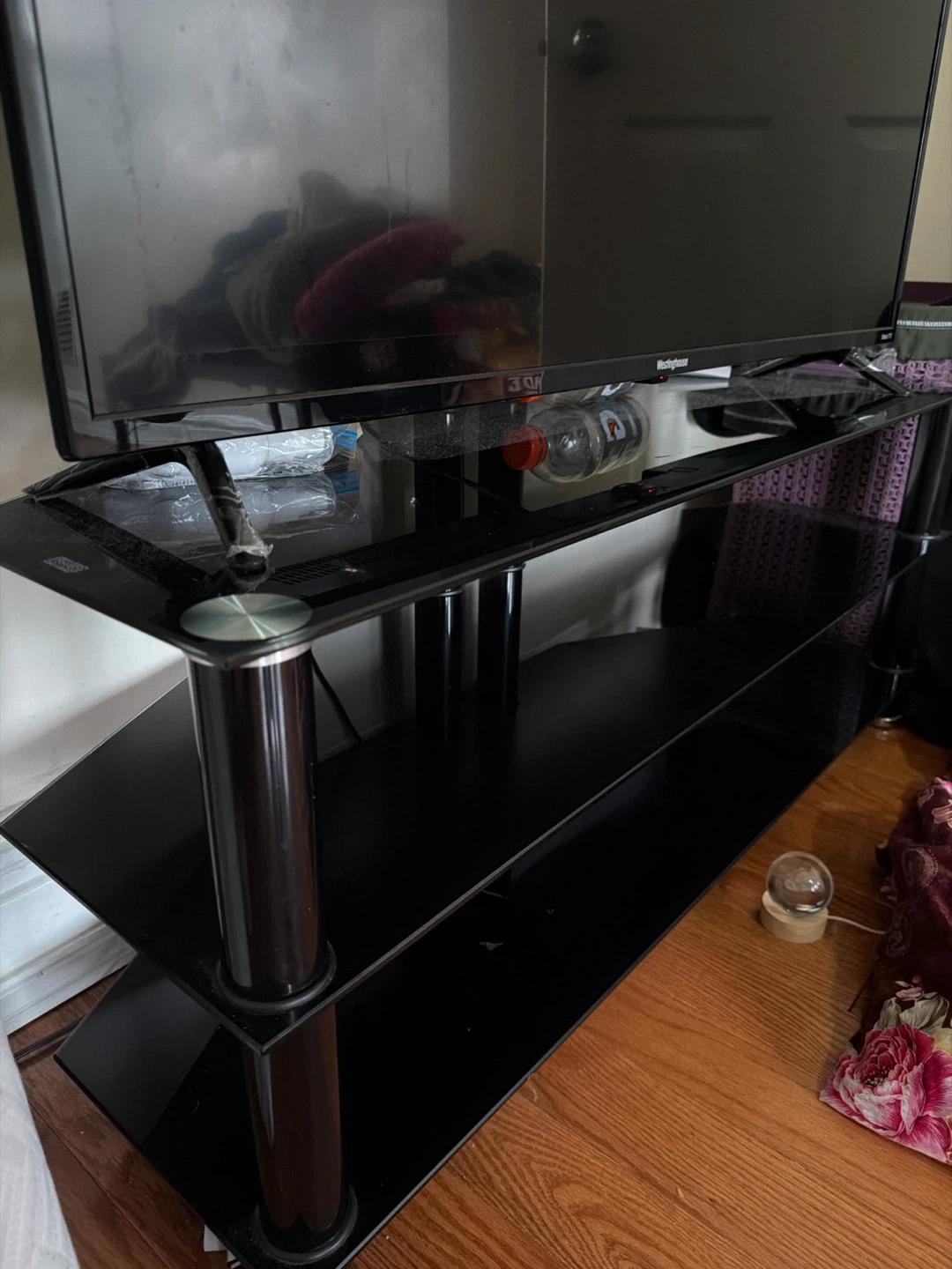 Black Glass TV Stand