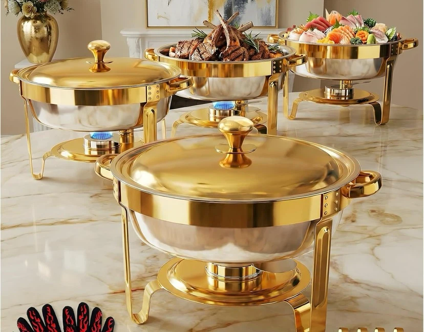 New 6QT Gold Chafing Dishes Set of 4