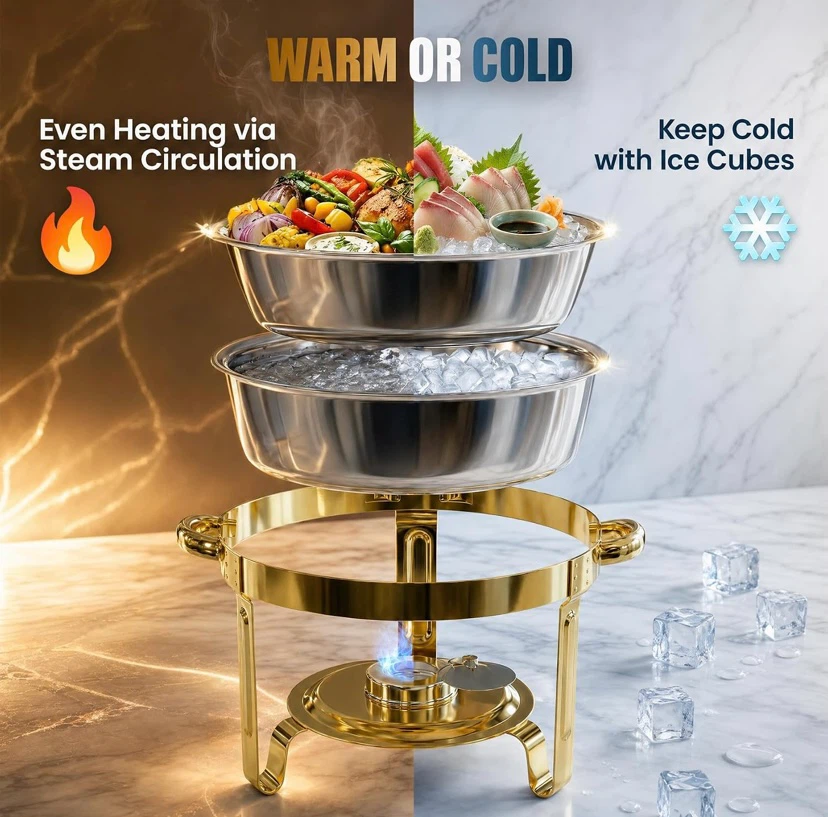 New 6QT Gold Chafing Dishes Set of 4 - photo 2