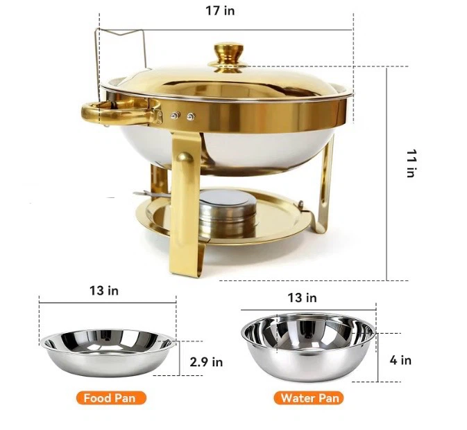 New 6QT Gold Chafing Dishes Set of 4 - photo 5