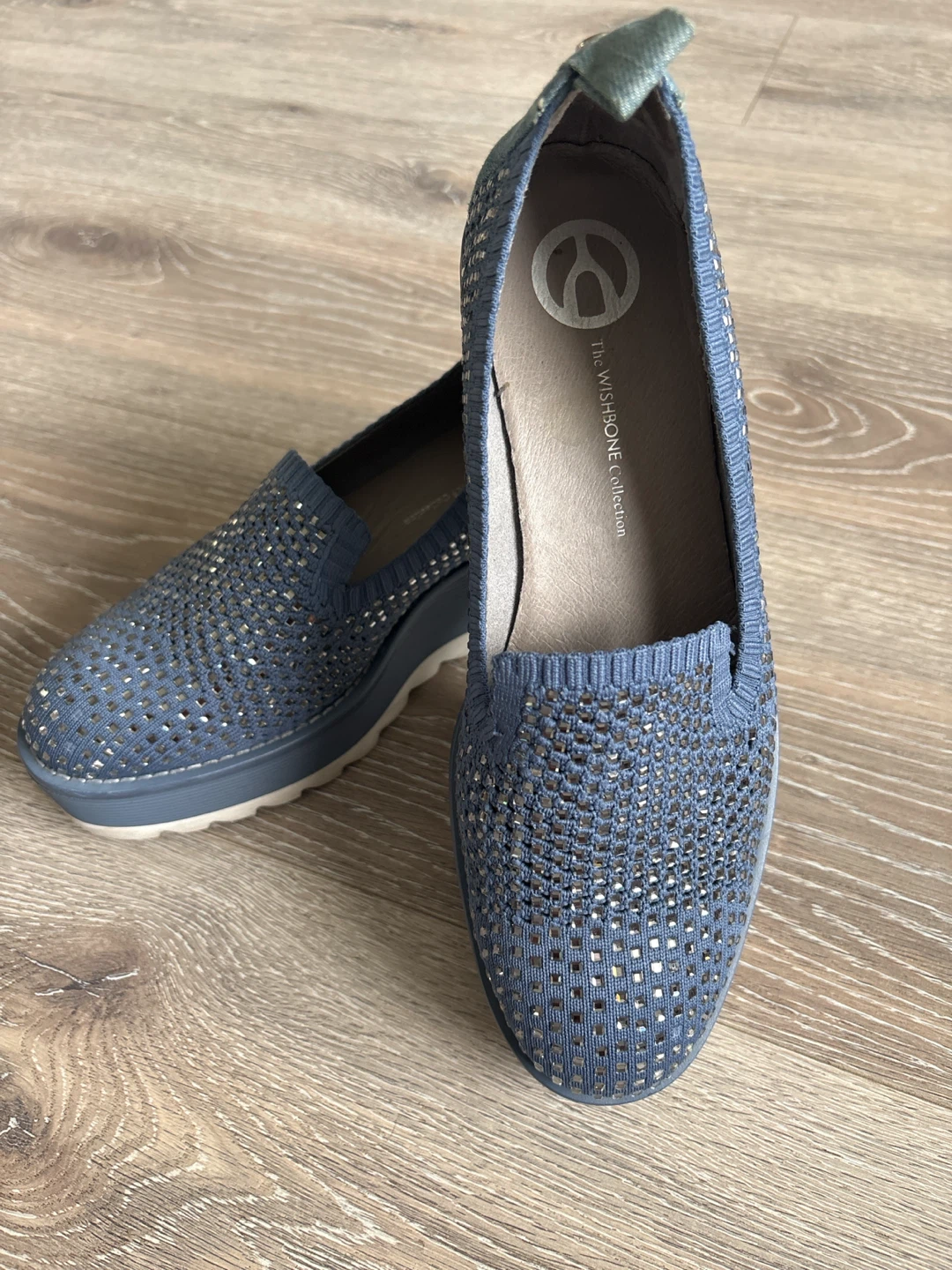 Blue Wedge Loafers