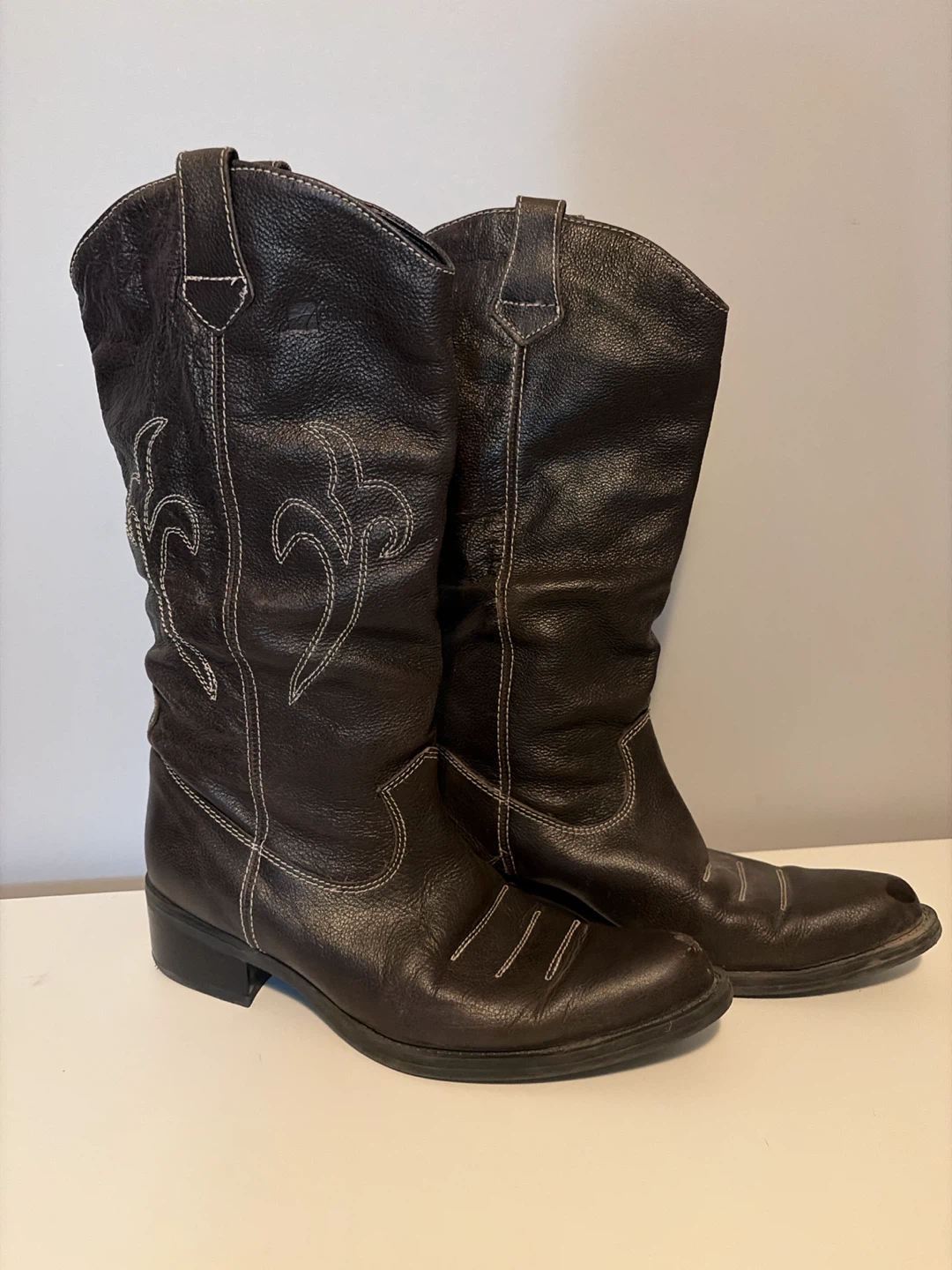 Dark Brown Leather Cowboy Boots