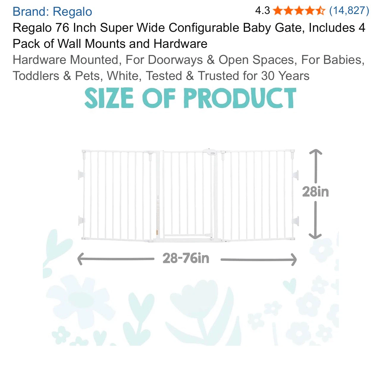 Regalo 76 Inch Super Wide Baby Gate - photo 2