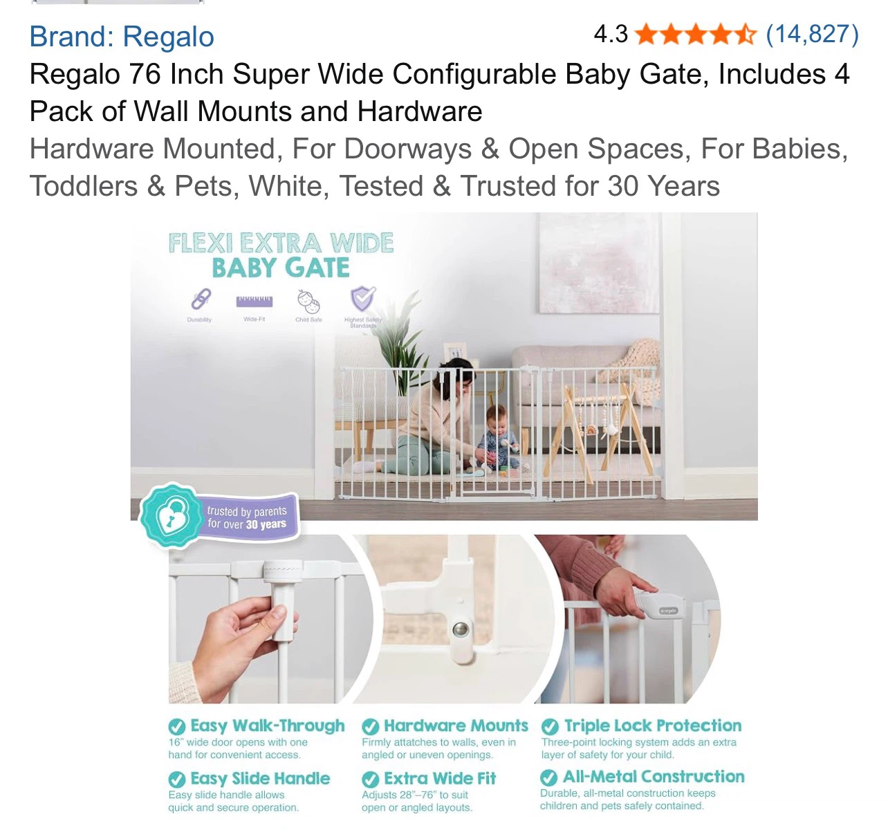 Regalo 76 Inch Super Wide Baby Gate - photo 3