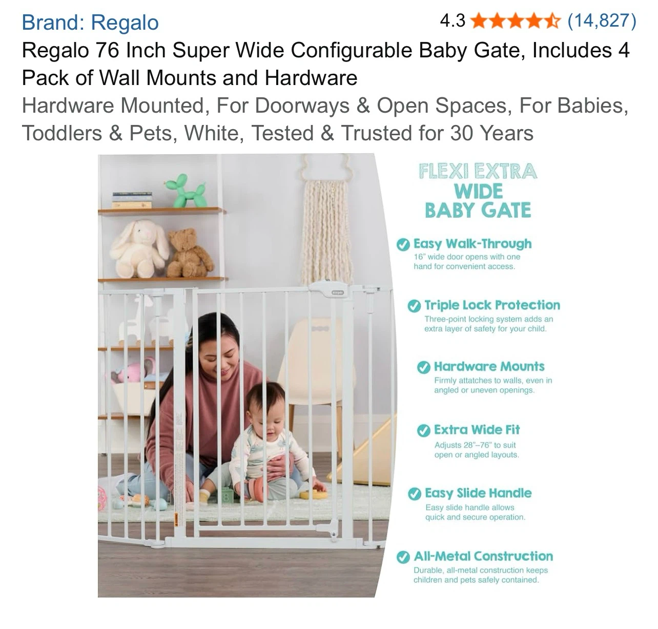 Regalo 76 Inch Super Wide Baby Gate - photo 4