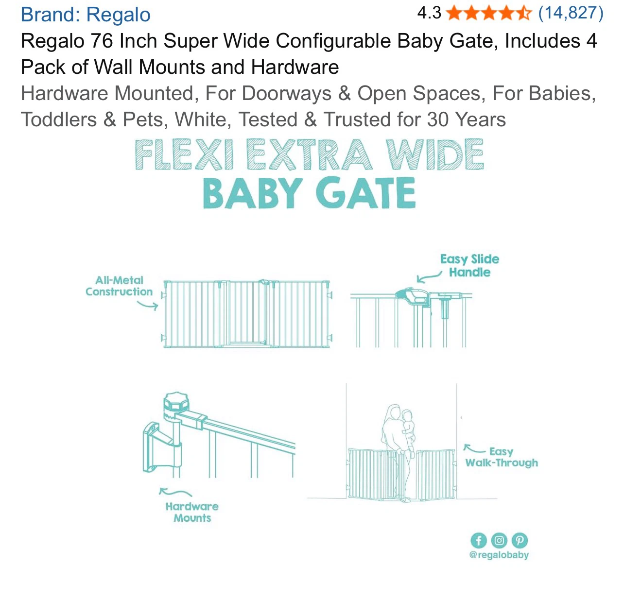 Regalo 76 Inch Super Wide Baby Gate - photo 5