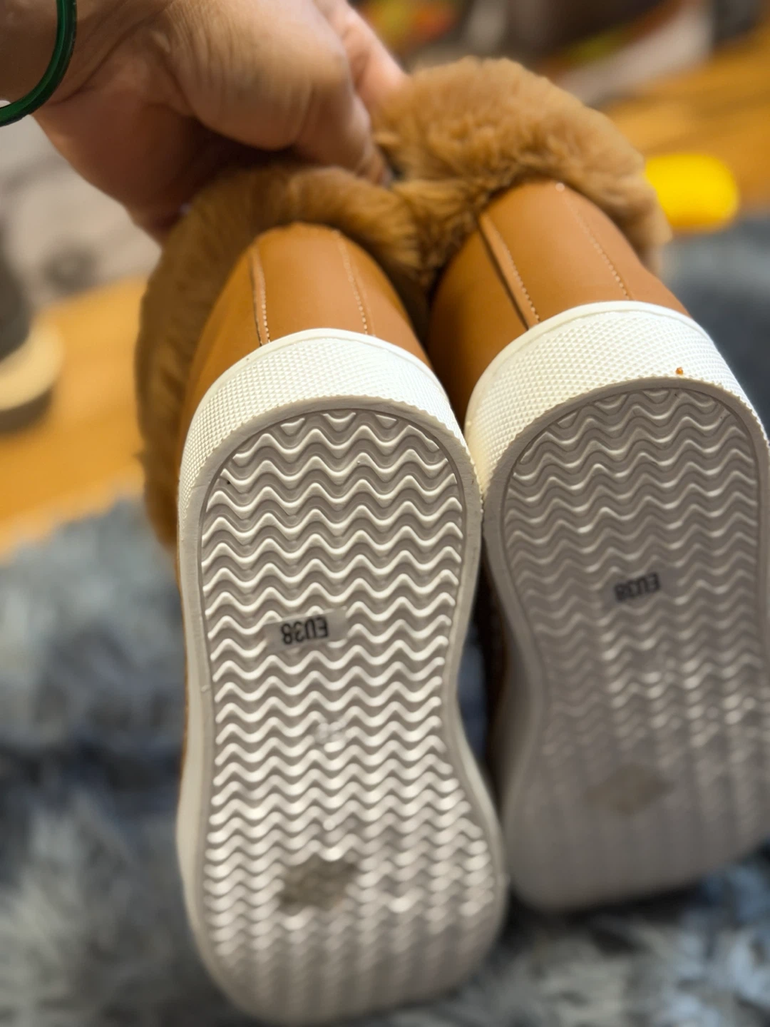Brown Faux Fur Lined Sneakers - photo 4