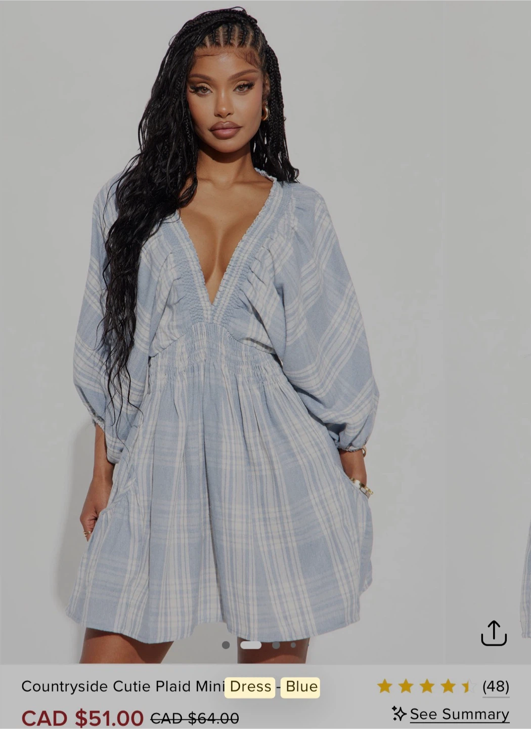Blue Plaid Mini Dress medium