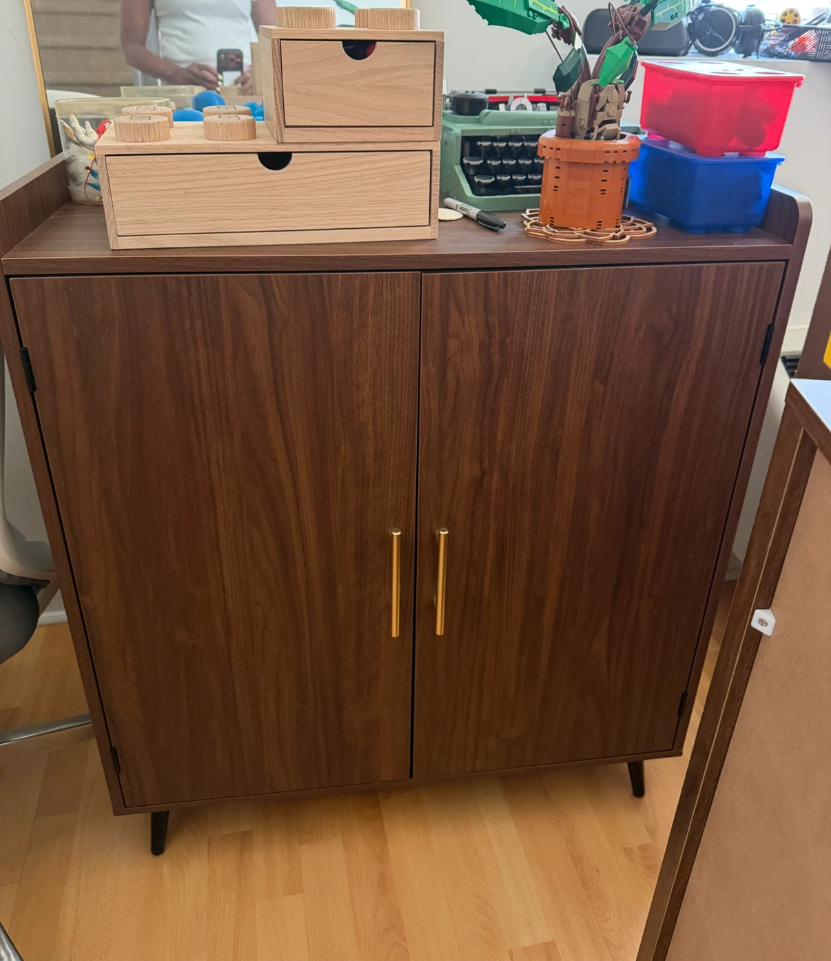 Dark Wood Bar Cabinet with Wine Rack