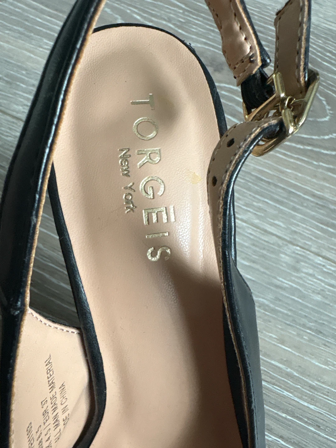 TorGels New York Black  Heels with Gold Toe Cap - Size 7 - photo 4