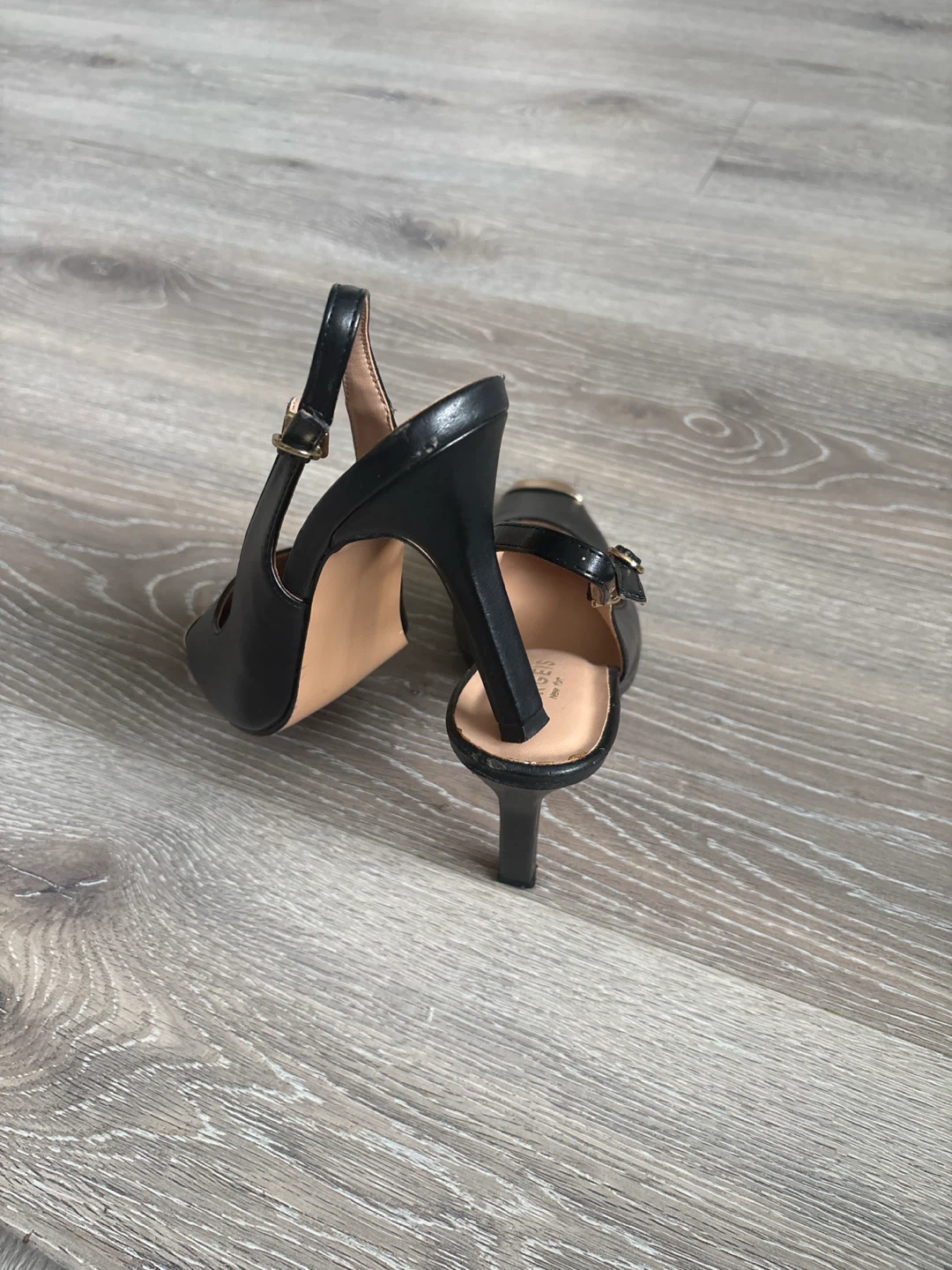 TorGels New York Black  Heels with Gold Toe Cap - Size 7 - photo 5